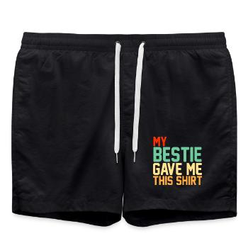 Ma meilleure amie m’a offert ce t-shirt, Typographie rétro - Short de bain - noir - Devant - AI Model Male 185 light (185cm)
