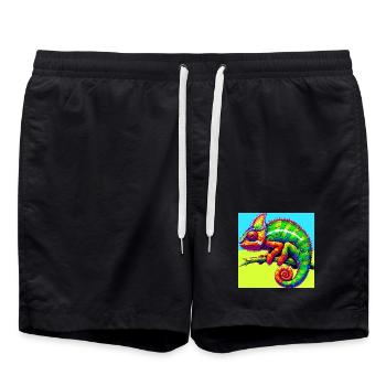 Chamäleon - Badeshorts - Schwarz - Vorne - AI Model Male 185 light (185cm)