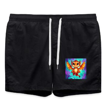 Drache - Badeshorts - Schwarz - Vorne - AI Model Male 185 light (185cm)