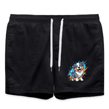 Ami chiot joyeux dans une touche de couleur - Short de bain - noir - Devant - AI Model Male 185 light (185cm)