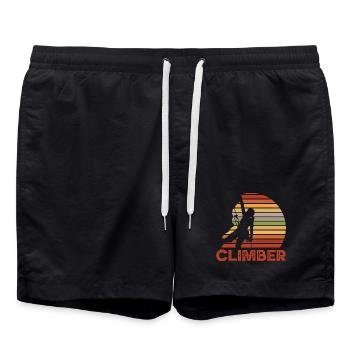 Retro Sonnenuntergang Kletterer Silhouette - Badeshorts - Schwarz - Vorne - AI Model Male 185 light (185cm)
