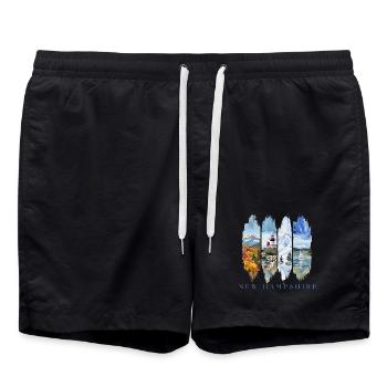 New Hampshire Vacation Travel – Granite State - Swim Trunks - black - Front - AI Model Male 185 light (185cm)