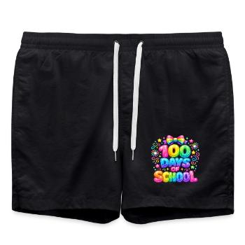100 Tage Magische Regenbogenschule - Badeshorts - Schwarz - Vorne - AI Model Male 185 light (185cm)