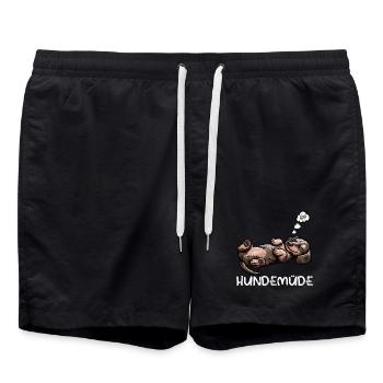 Hundemüde Rauhaardackel Dackel Dackelbesitzer  - Badeshorts - Schwarz - Vorne - AI Model Male 185 light (185cm)