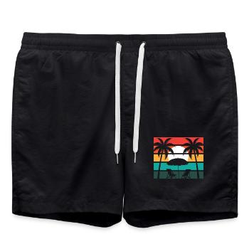Beach palm and sun - Badeshorts - Schwarz - Vorne - AI Model Male 185 light (185cm)
