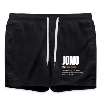 JOMO: Freude am Nichtstun - Badeshorts - Schwarz - Vorne - AI Model Male 185 light (185cm)