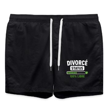 Divorcé Status Liberté Retrouvée - Short de bain - noir - Devant - AI Model Male 185 light (185cm)