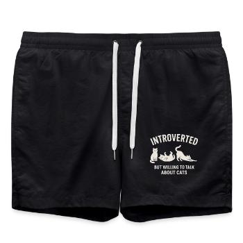 Chats Introverti parle de la chemise des chats - Short de bain - noir - Devant - AI Model Male 185 light (185cm)