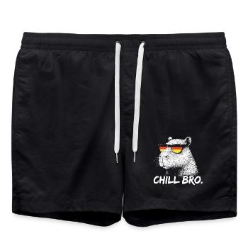CHILL BRO – Lustiges Capybara mit Sonnenbrille - Badeshorts - Schwarz - Vorne - AI Model Male 185 light (185cm)