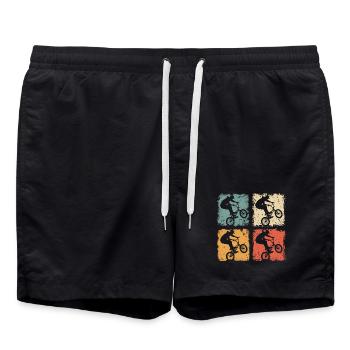 BMX Biker Trick in Vintage Style - Swim Trunks - black - Front - AI Model Male 185 light (185cm)