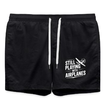 Still Playing With Airplanes - Swim Trunks - black - Front - AI Model Male 185 light (185cm)
