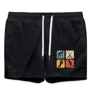 Visuel rétro de hockey sur gazon pour femmes et filles - Short de bain - noir - Devant - AI Model Male 185 light (185cm)