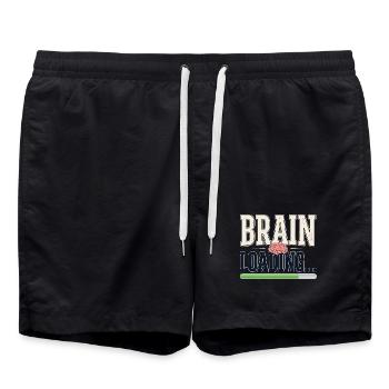Student Humor – Brain Loading - Swim Trunks - black - Front - AI Model Male 185 light (185cm)