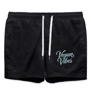 Vegan Vibes Veganism Statement - Swim Trunks - black - Front - AI Model Male 185 light (185cm)