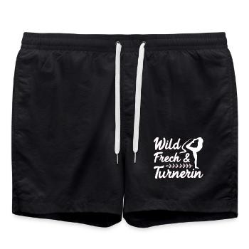 Turnen Mädchen Gymnastik Turnanzug Turnerin - Badeshorts - Schwarz - Vorne - AI Model Male 185 light (185cm)