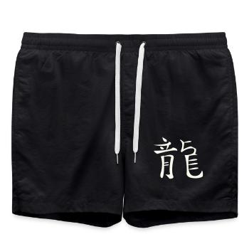 Drache Chinesisch - Badeshorts - Schwarz - Vorne - AI Model Male 185 light (185cm)
