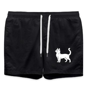 Weiße Katzen-Silhouette - Badeshorts - Schwarz - Vorne - AI Model Male 185 light (185cm)