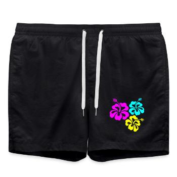 Hibiskus Hibiskusblüte - Badeshorts - Schwarz - Vorne - AI Model Male 185 light (185cm)
