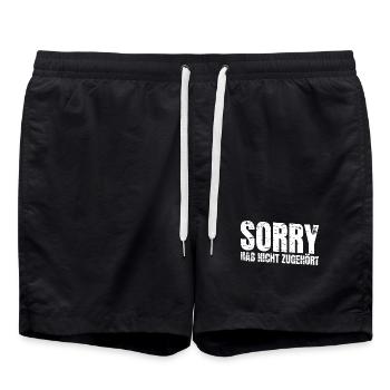 Sorry hab nicht zugehört lustig - Badeshorts - Schwarz - Vorne - AI Model Male 185 light (185cm)