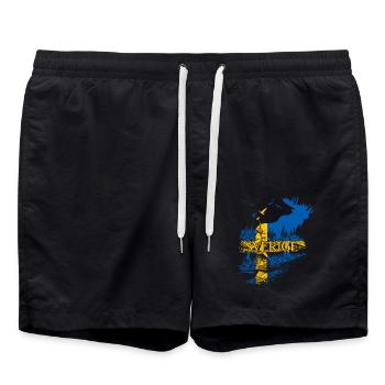 SVERIGE ELCH SCHWEDEN FLAGGE - Badeshorts - Schwarz - Vorne - AI Model Male 185 light (185cm)