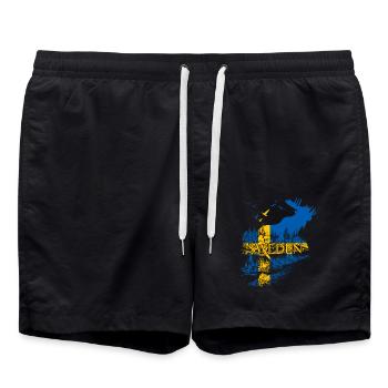 SWEDEN ELCH SCHWEDEN FLAGGE - Badeshorts - Schwarz - Vorne - AI Model Male 185 light (185cm)