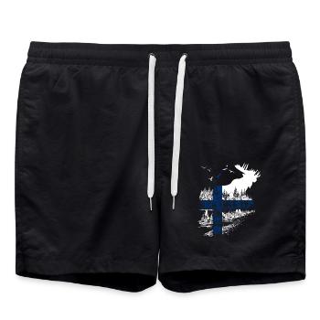 ELCH FINNLAND FLAGGE URLAUB - Badeshorts - Schwarz - Vorne - AI Model Male 185 light (185cm)