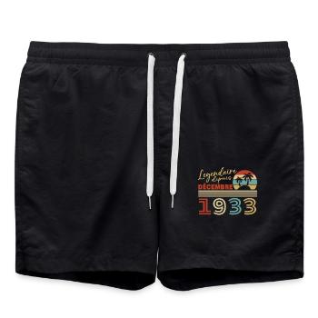 Décembre 1933 Vintage Retro Cadeau D’anniversaire - Short de bain - noir - Devant - AI Model Male 185 light (185cm)