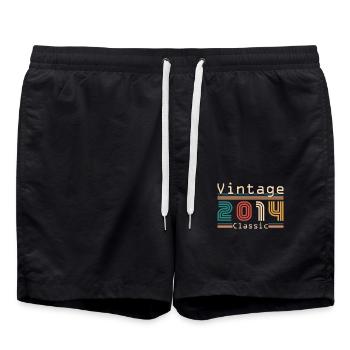 2014 Vintage Retro Geburtstagsgeschenk - Badeshorts - Schwarz - Vorne - AI Model Male 185 light (185cm)