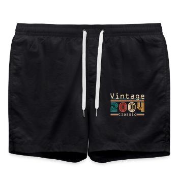 Vintage 2004 Retro 2004 Birthday Gift - Swim Trunks - black - Front - AI Model Male 185 light (185cm)