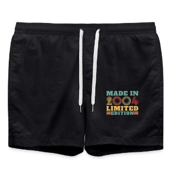 2004 Vintage Retro Cadeau d’anniversaire - Short de bain - noir - Devant - AI Model Male 185 light (185cm)