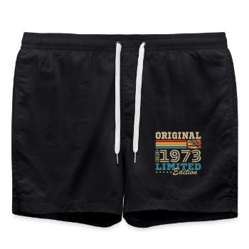 1973 Vintage Anniversaire Rétro Cadeau - Short de bain - noir - Devant - AI Model Male 185 light (185cm)