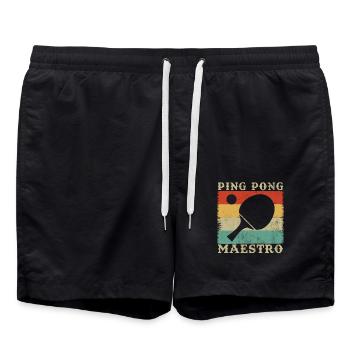 Ping pong master Gift Humor - Swim Trunks - black - Front - AI Model Male 185 light (185cm)