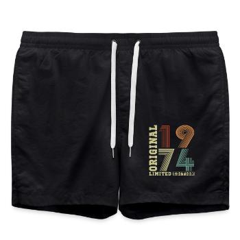 1974 Vintage Retro Geburtstagsgeschenk - Badeshorts - Schwarz - Vorne - AI Model Male 185 light (185cm)
