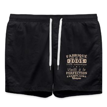 2005 Vintage Retro Cadeau D’anniversaire - Short de bain - noir - Devant - AI Model Male 185 light (185cm)