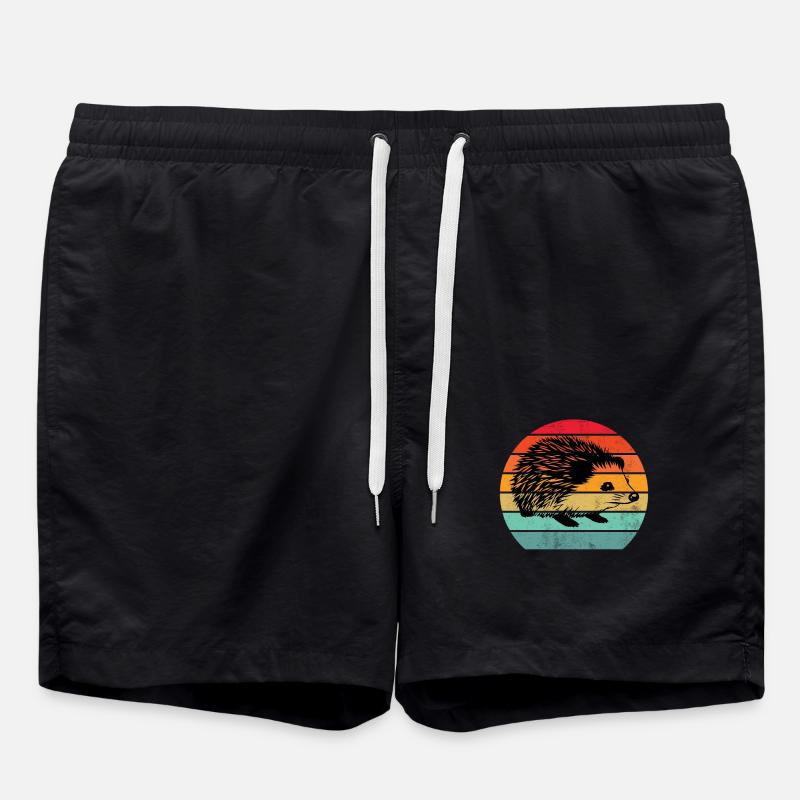 Vintage Retro Igel - Badeshorts - Schwarz