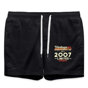 Original 2007 Vintage Retro Anniversary Gift - Swim Trunks - black - Front - AI Model Male 185 light (185cm)