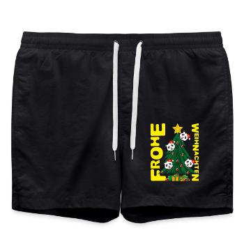 Frohe Weihnachten mit der Panda Familie. - Badeshorts - Schwarz - Vorne - AI Model Male 185 light (185cm)