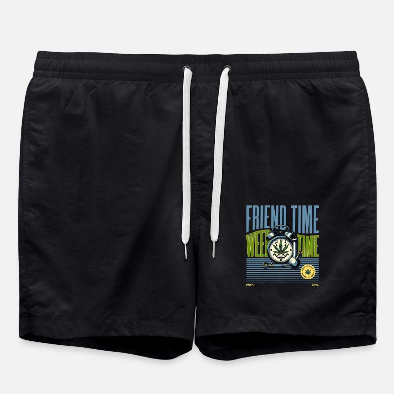 Weed Time - Swim Trunks - black