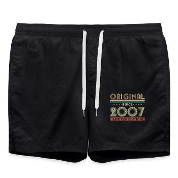 Original 2007 18. Jubiläum Vintage Geschenk - Badeshorts - Schwarz - Vorne - AI Model Male 185 light (185cm)