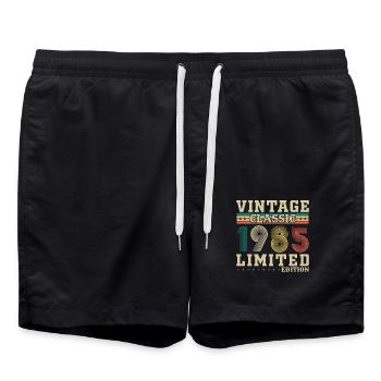 Original 1985 40th Anniversary Vintage Gift - Swim Trunks - black - Front - AI Model Male 185 light (185cm)