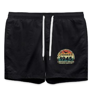80e anniversaire Né en janvier 1945 - Short de bain - noir - Devant - AI Model Male 185 light (185cm)
