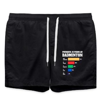 Sport Maillot Humour Joueur Badminton - Short de bain - noir - Devant - AI Model Male 185 light (185cm)