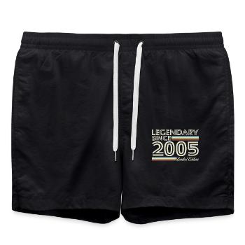 2005 Vintage Rétro Cadeau d’anniversaire - Short de bain - noir - Devant - AI Model Male 185 light (185cm)