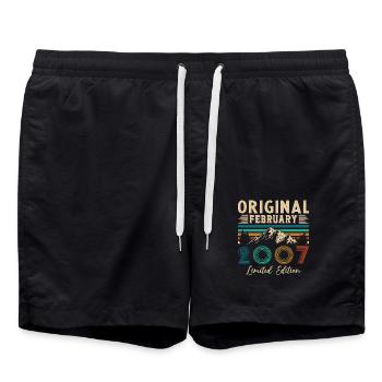 Februar 2007 Vintage Geburtstag 2007 Geschenk - Badeshorts - Schwarz - Vorne - AI Model Male 185 light (185cm)