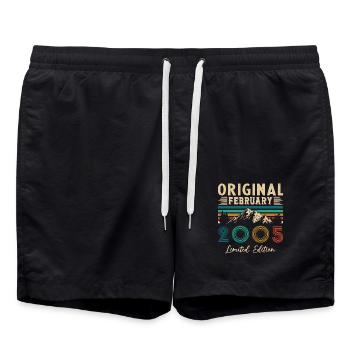 Februar 2005 Vintage Geburtstag 2005 Geschenk - Badeshorts - Schwarz - Vorne - AI Model Male 185 light (185cm)