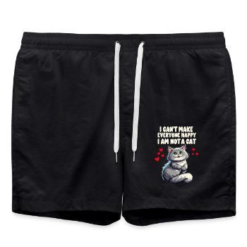 Chat Bonne Saint-Valentin Anniversaire Chat Personne - Short de bain - noir - Devant - AI Model Male 185 light (185cm)
