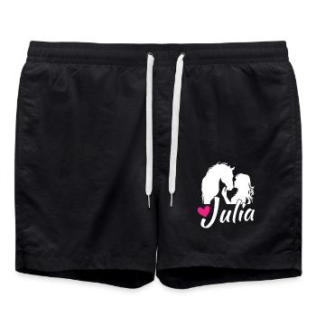 JULIA Beau prénom de fille avec un joli cheval - Short de bain - noir - Devant - AI Model Male 185 light (185cm)
