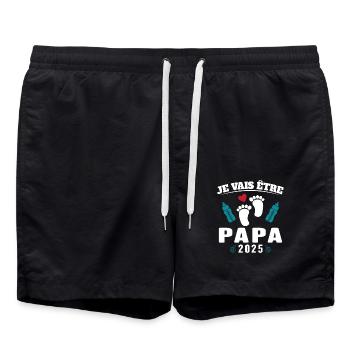 Man Dad To Be 2025 Gift - Swim Trunks - black - Front - AI Model Male 185 light (185cm)