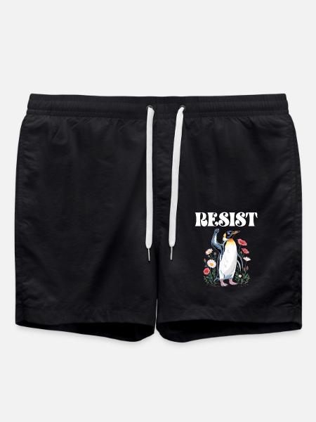 Penguin Protests Resistance Taxes - Swim Trunks - black