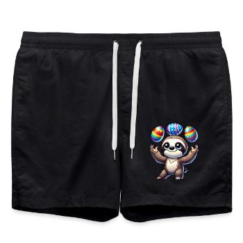 Faultier jongliert Ostereier bunt lustig - Badeshorts - Schwarz - Vorne - AI Model Male 185 light (185cm)